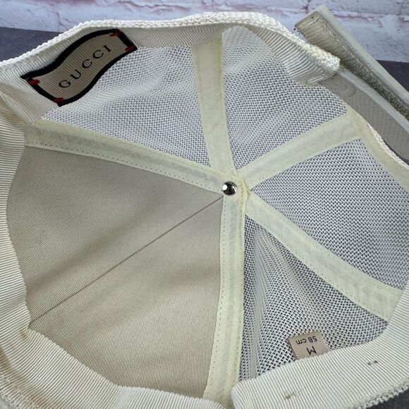 Gucci Embossed Mesh Gg Cream Cap Hat Medium - Picture 10 of 13